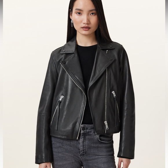 Allsaints Dalby Black Leather Jacket - Picture 1 of 12